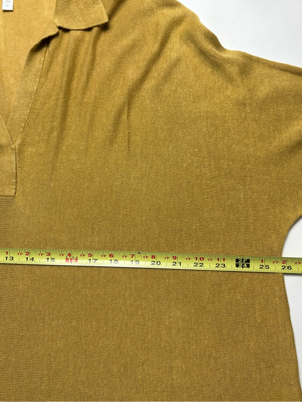 Garnet Hill Arden Oversized Linen Polo Sweater Golden Yellow 3/4 Sleeve L - Picture 4 of 8